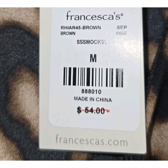 FRANCESCA’S Blue Rain Leopard Print Short Sleeved Wrap Dress Medium 888010 New N - Picture 3 of 10